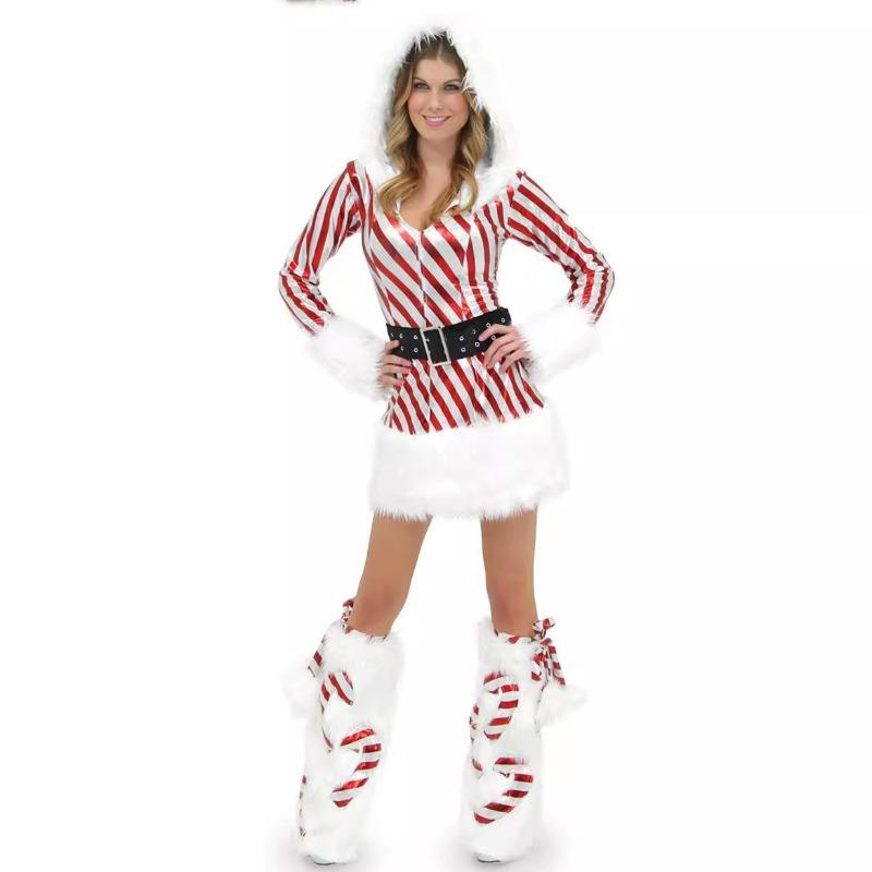 

Рождественский костюм, клубная вечеринка, отель D, костюм гого, красно-белый полосатый чехол для ног, костюм для фотосессии XL