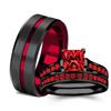 Charm Couple Rings Romantic Women Red Rhinestones CZ Rings Set Trendy Men's Stainless Steel Rings Wedding Jewelry For Lover Gift
