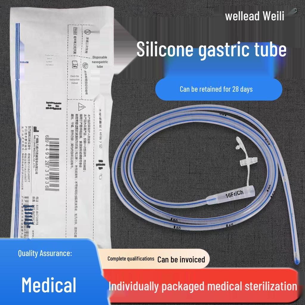 Sterile Silicone Nasogastric Feeding Tube for Elderly and Comatose Patients, Long-Term Use Without Guidewire