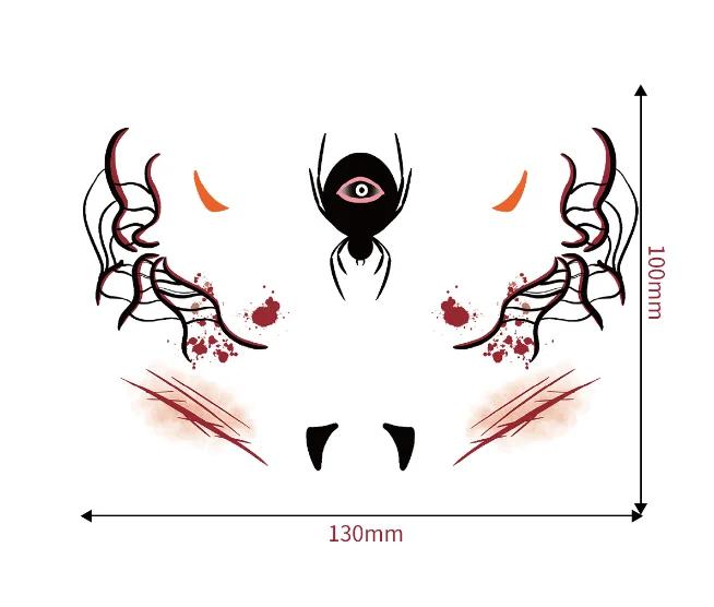1set Halloween Face Tattoo Stickers Pumpkin Bat Star Moon Fake Freckles Temporary Tattoo Stickers for Music Party Festival Decor