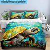 Cartoon Sea Turtle Artwork 3pcs Bedding,Including 1pc Duvet Cover And 2pcs Pillowcases Perfect for Christmas,Ideal for Bedroom, Dormitory