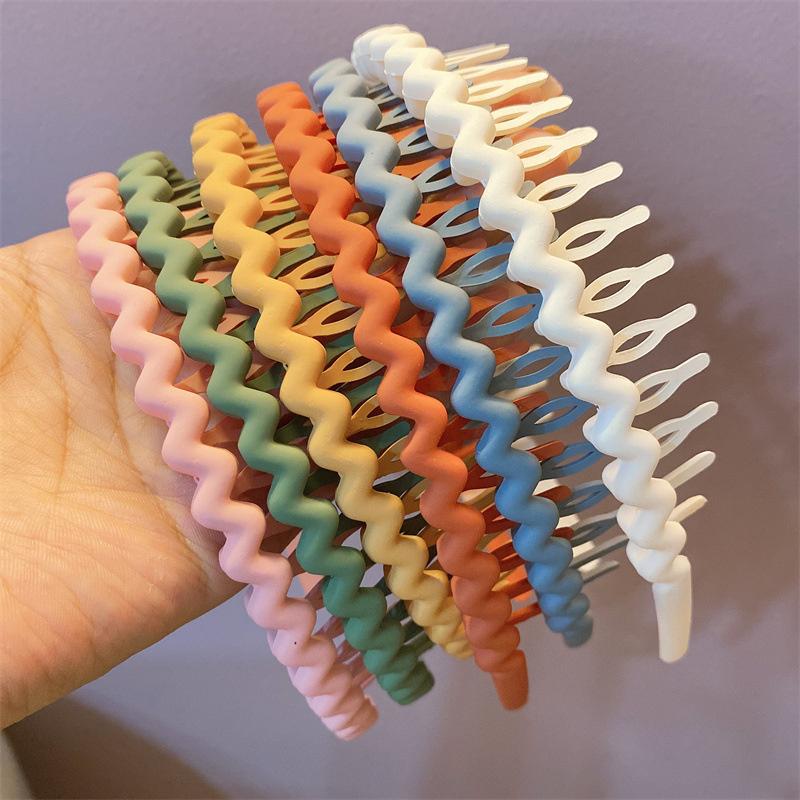 Korea Fashion Długie Ząbkowane Opaski Do Włosów Dla Kobiet Antypoślizgowe Grzebienie Do Włosów Jednolity Kolor Geometryczny Bezel Femme Akcesoria Do Włosów Dziewczyny