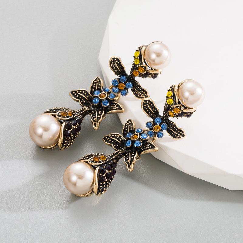 Women's Premium Pearl Drop Earrings Champagne Double Shell Beads Personality Temperament Light Luxury Earrings