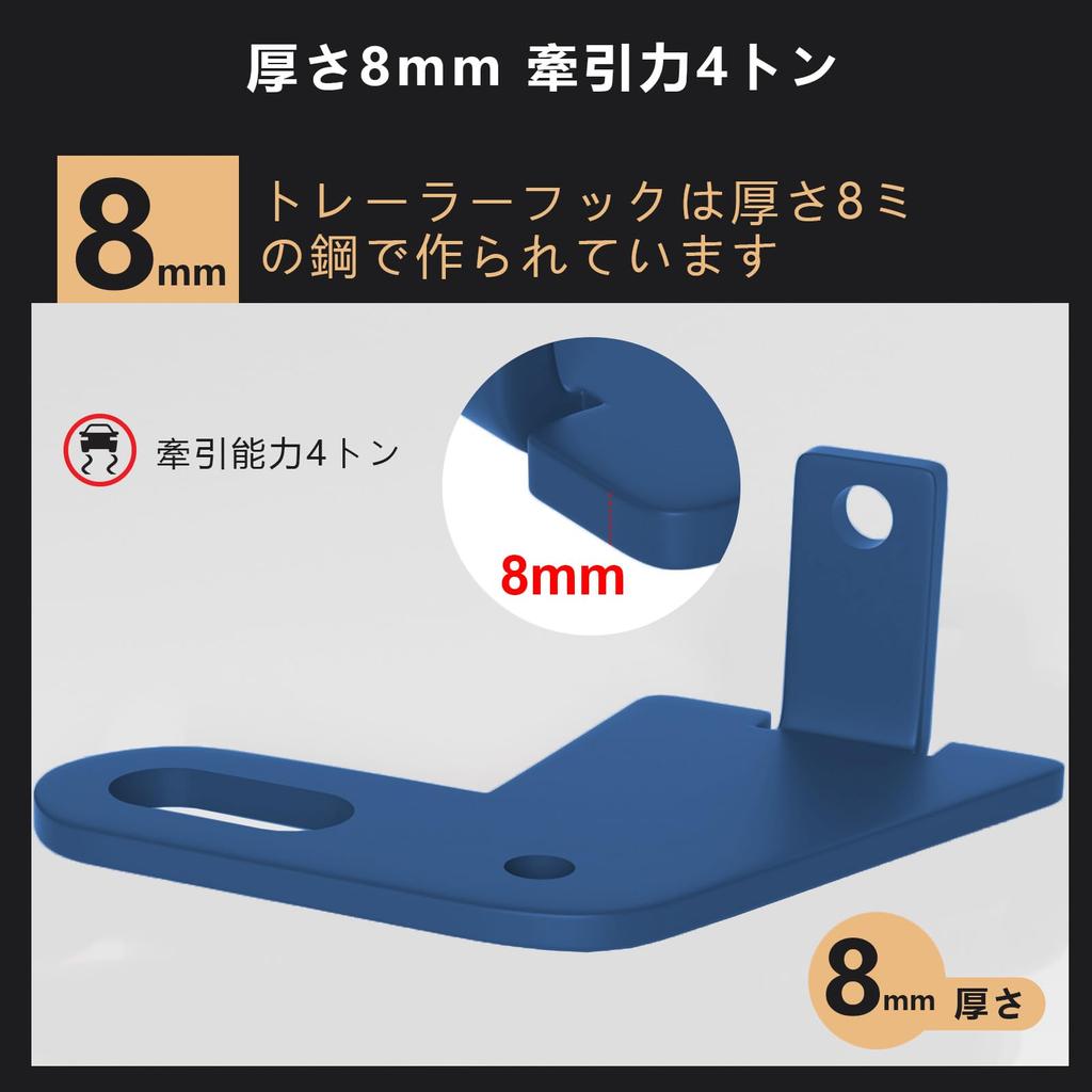 Bruce & Shark Tow Hook for New Jimny JB64 JB74 Jimny Sierra - Exterior Parts, Rear Tow Hook, Rear Trailer Hook, Compatible with Original Bumper, Off-R