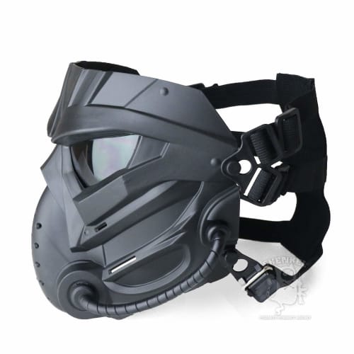 SHENKEL 2-Way Full Face Guard with Anti-Fog Cloth, Compatible with FAST Helmets, Black Lens (Gray), Airsoft, Paintball