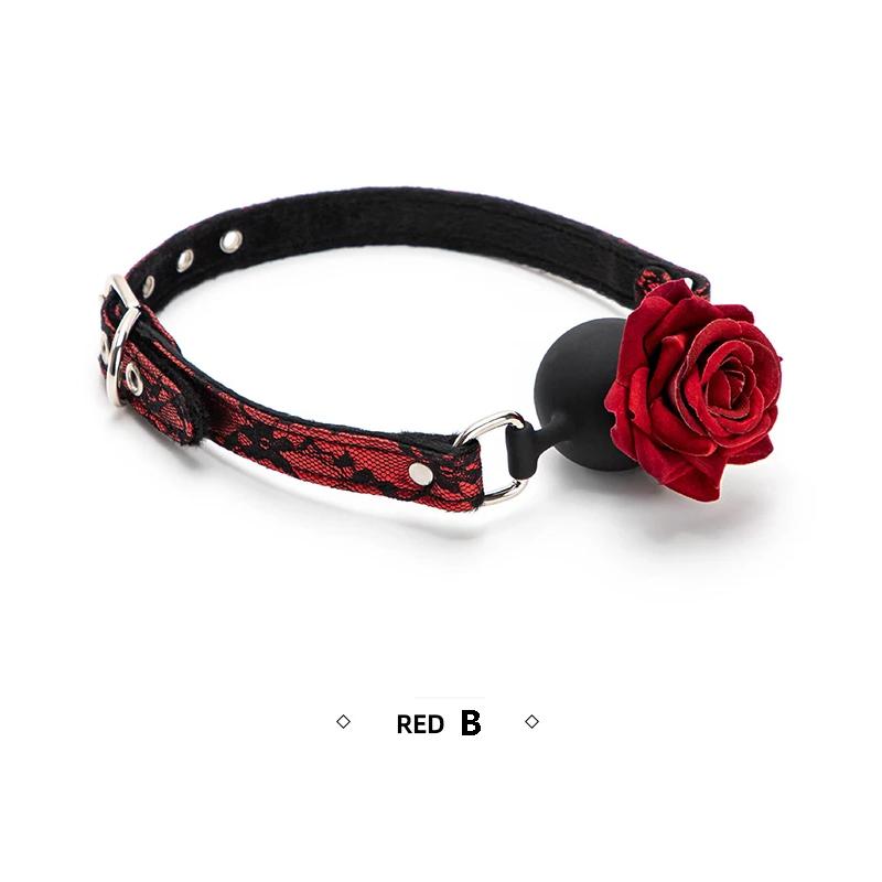 5 Farben Rose Mundknebel Sexy Retro Spitzenmuster Bondage BDSM Mundball Hunde Sklave Flirten Erwachsenenspiele Sexspielzeug Für Frauen Paar