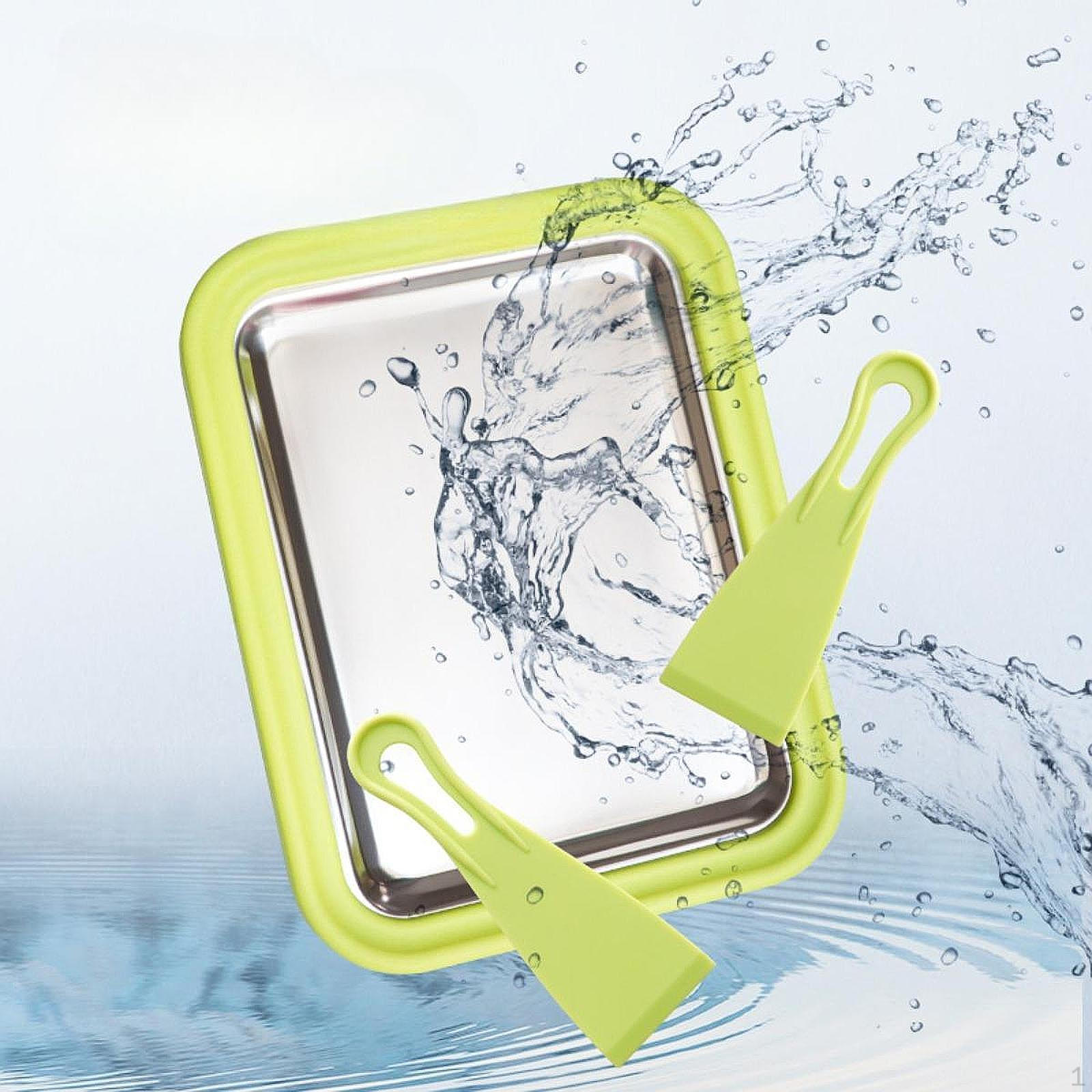 

Машина для приготовления мороженого с охлаждающей пластиной и 2 лопатками для приготовления йогуртов с мягкой подачей зелёный