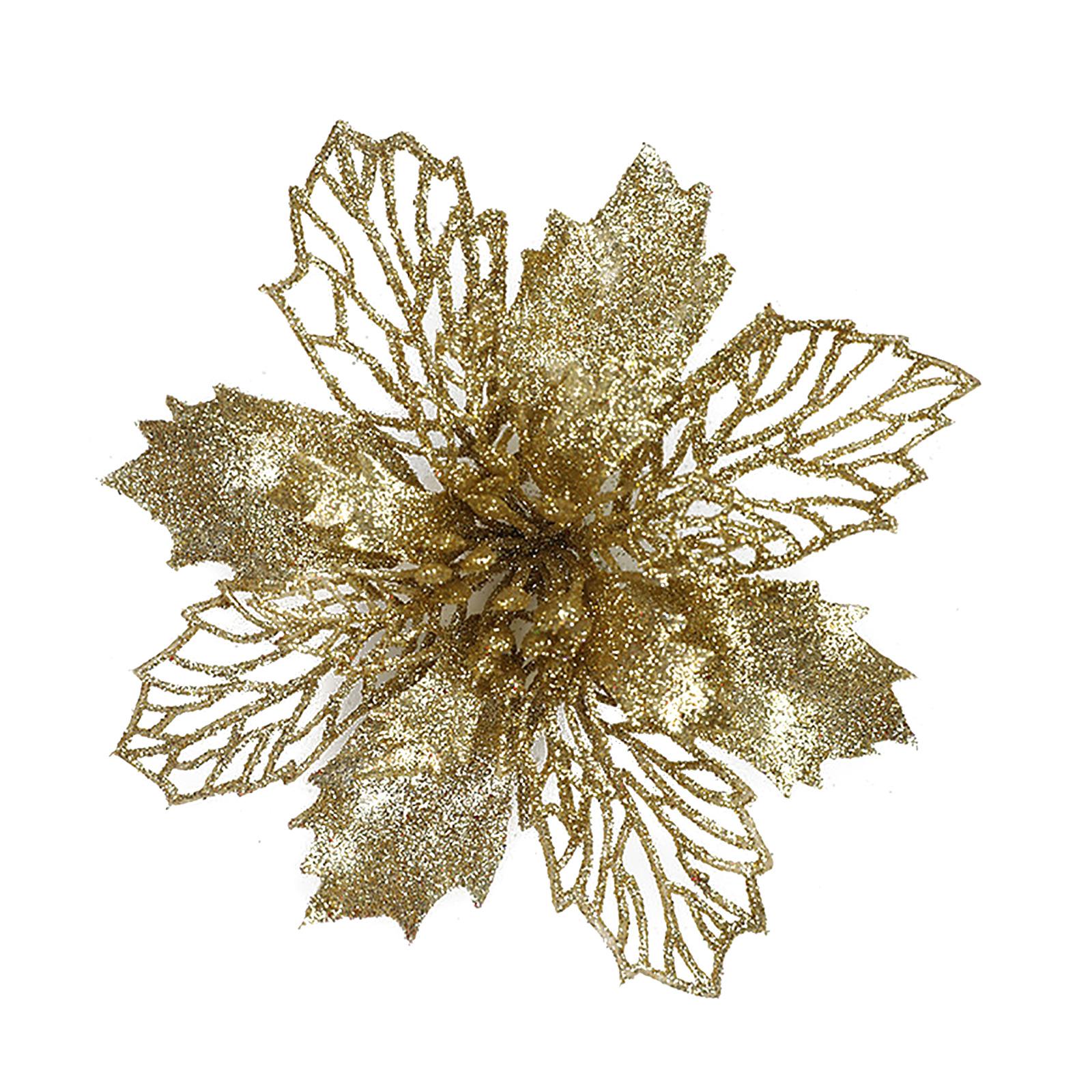 Рождественские искусственные блестящие цветы Искусственные цветы Украшение для свадьбы Новогодние украшения 6,3 дюйма Type 1