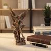 Retro Gebruind San Miguel Arcangel Standbeeld Hars Sint-Michaël Engel Beeldje Huis Bureau Zegen Decoratie Ornament
