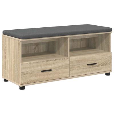 Hall Bench with Cushion and Shelf Sonoma Oak 100 X 38 X 46 Cm