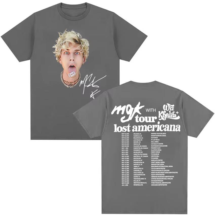 MGK Lost Americana Machine Gun Kelly Tour 2026 T Shirts Unisexs Retro Gothic Fashion TShirt Pure Cotton Tees Hip Hop Streetwear