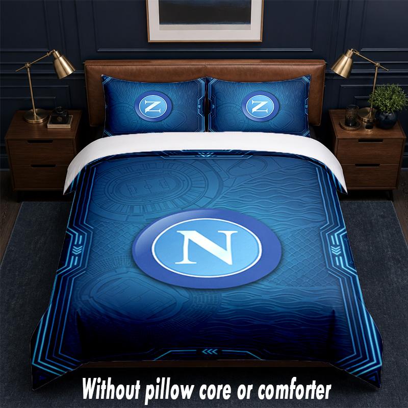 Set Biancheria da Letto Napoli FC 1 Copripiumino + 2 Federe Morbido Traspirante Biancheria da Letto per la Casa
