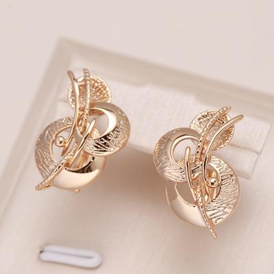 New Fashion Glossy Earring For Women Unusual Creative Hollow Geometry  Rose Gold Color Ethnic Bride Vintage Jewelry