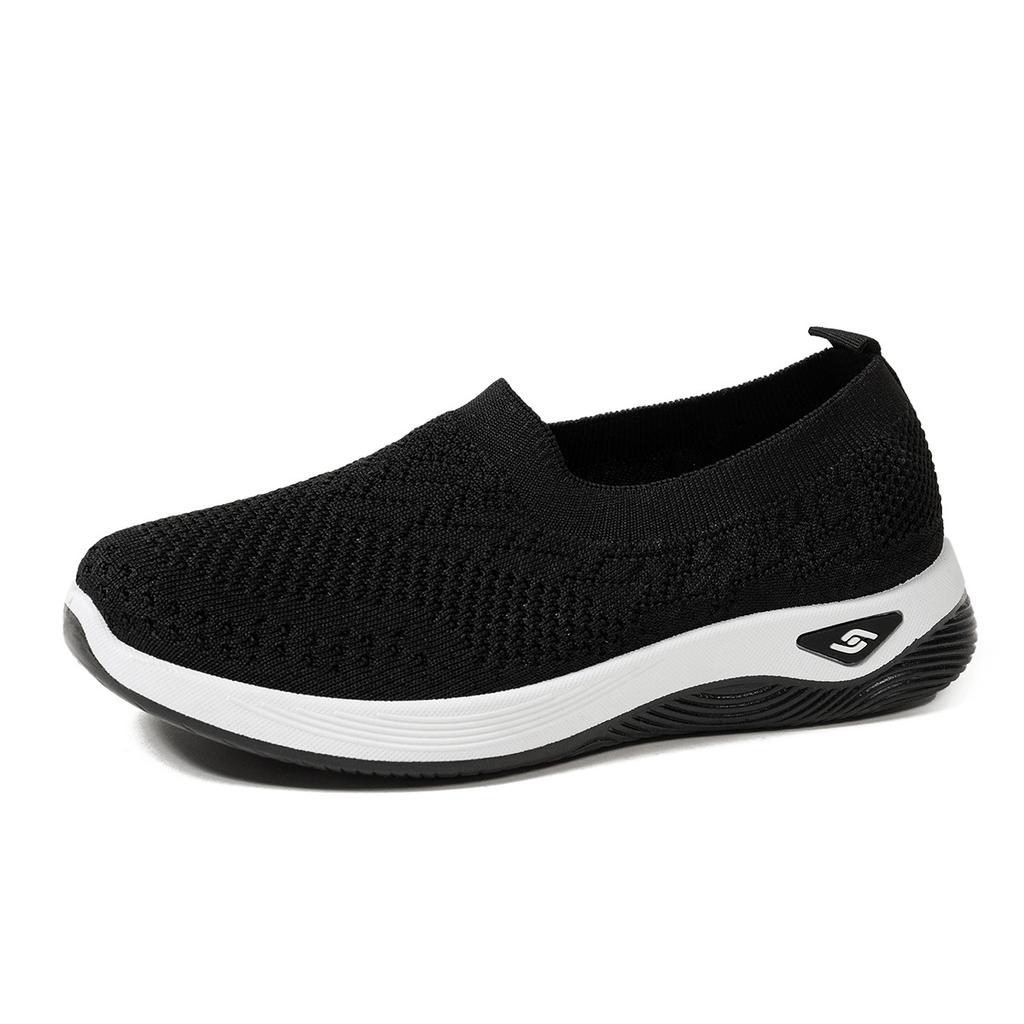 Vita Sneakers för Kvinnor, Casual och Andningsbara Löparskor, Fly-knit Casual Mjuk Sula, Mammas Skor