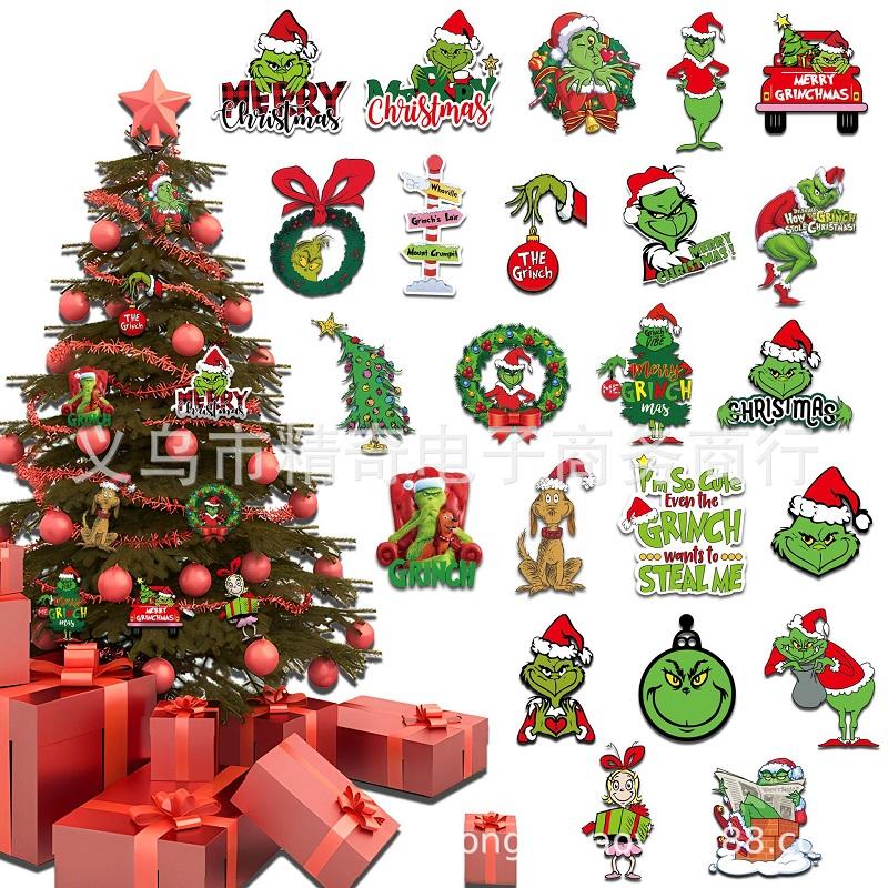 

24x Merry Christmas Grinch Ornaments Xmas Tree Hanging Decoration Figure Pendant