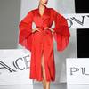 Op voorraad, elegante satijnen lange badjas met wijde mouwen voor dames, V-hals losse vetersluiting veelkleurige loungewear 801