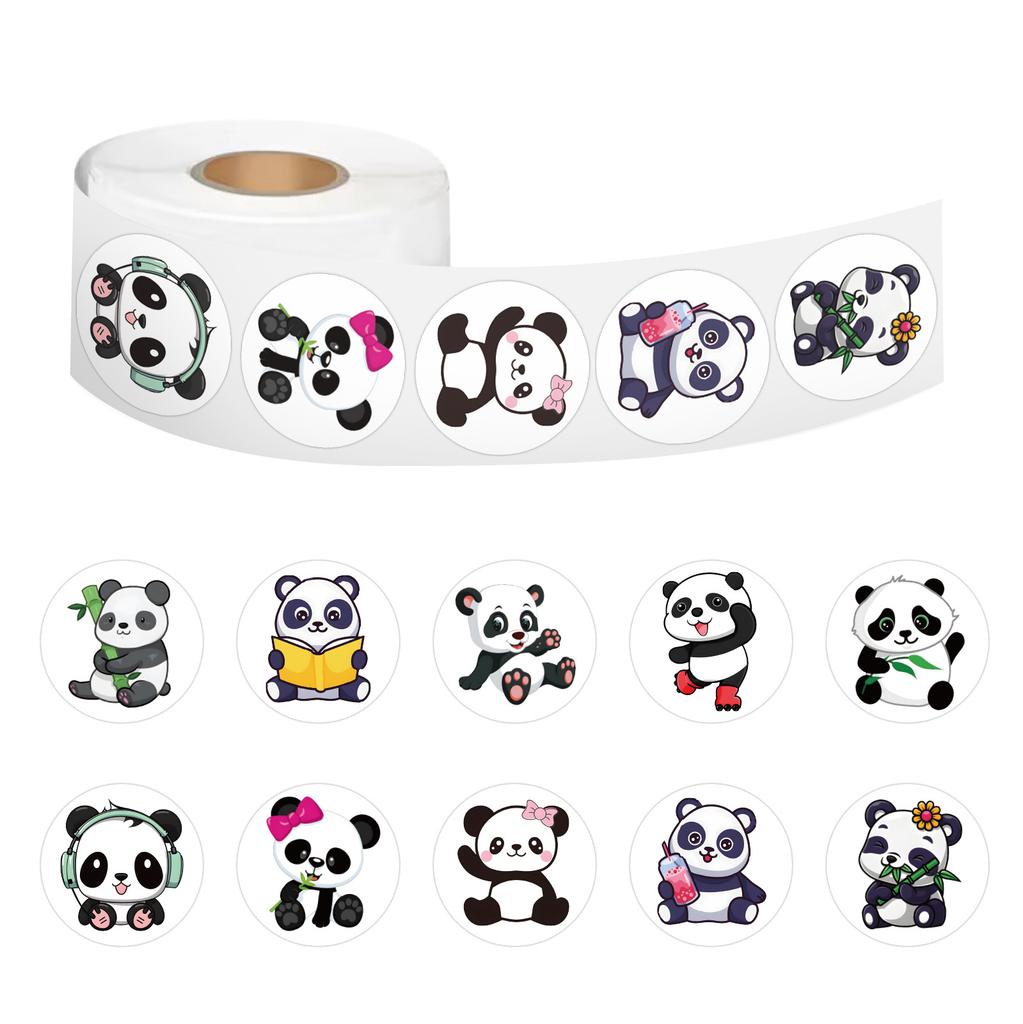 500 Aufkleber/Rolle, Cartoon-Panda-Tier-Rollenklebeband, dekoratives Klebeband für Koffer und Handyhüllen