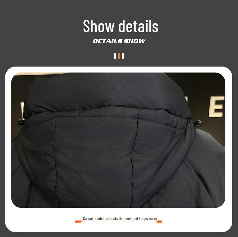 Men's High-Quality Thickened Down Jacket: Winter White Duck Down Hooded Outerwear - Trendy Casual Workwear.