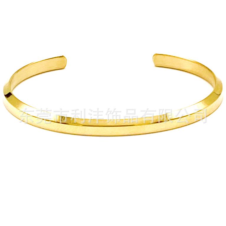 DW Beveled Offener C-förmiger Titanstahl-Armreif - Mehrere Farben erhältlich, 18K Modischer Personalisierter Schmuck