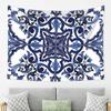 Blaues Verziertes Florales Mediterranes Sizilianisches Fliesen-Wandteppich-Dekor Kunst Ästhetische Wandteppiche für Schlafzimmer Zuhause Wandtuch Wandbehang