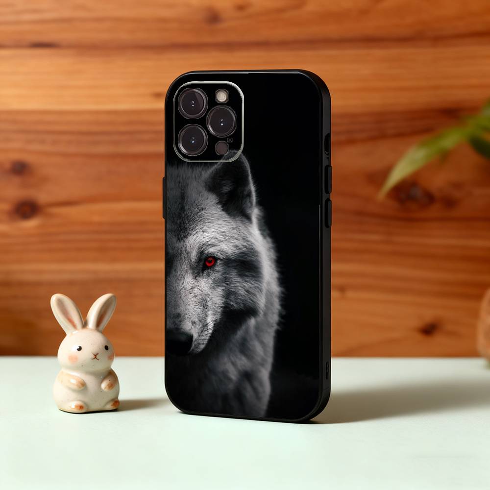 1pc Wolf Phone Case For iPhone17,16,15,14,13,12Plus,Pro Max,XS,5G Soft Silicone Black Cover