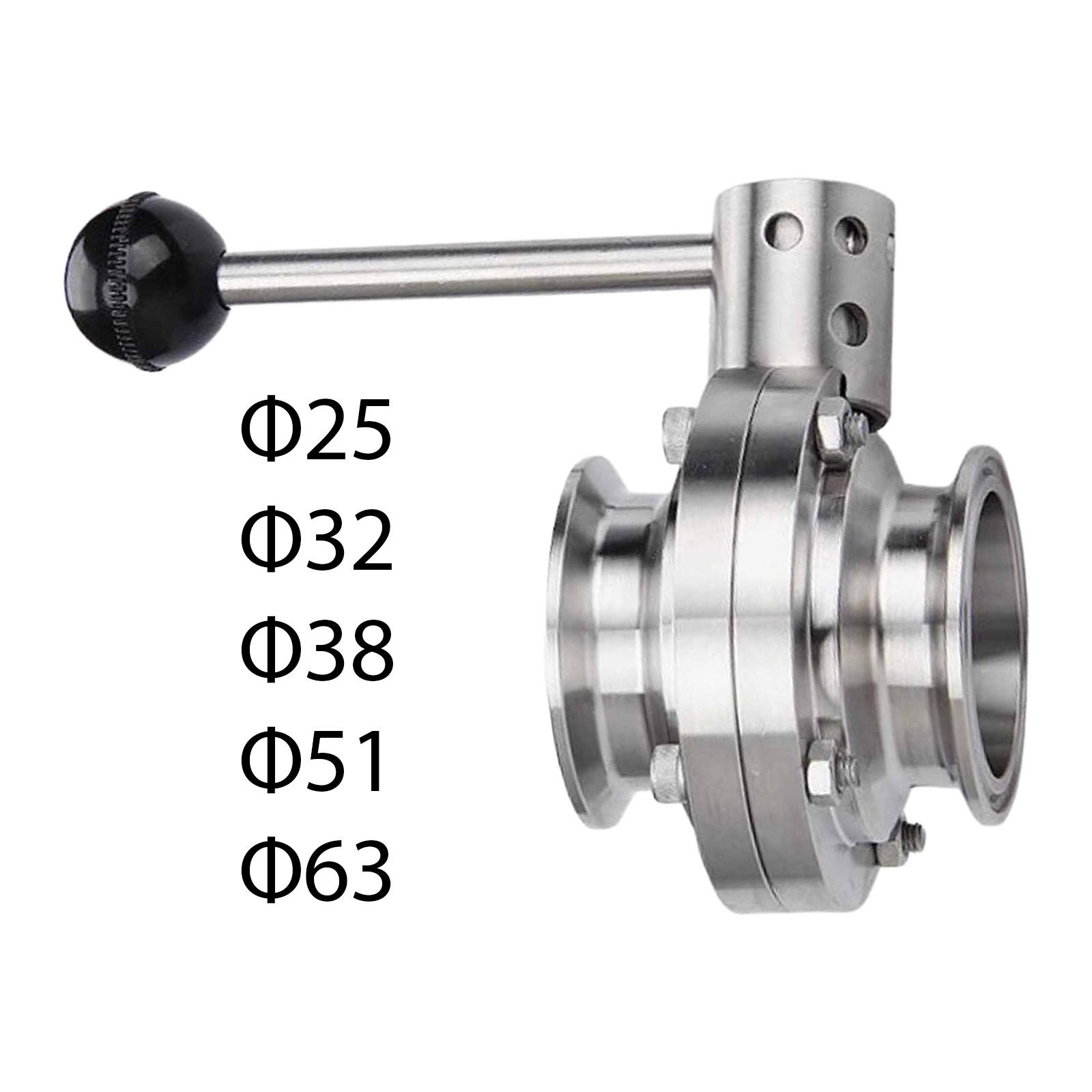 

Sanitary Butterfly Valve 304 Stainless Steel Compact Quick Install Tri Clamp Valve Manual Clamped for Food Beer Brewing Cosmetic 32mm