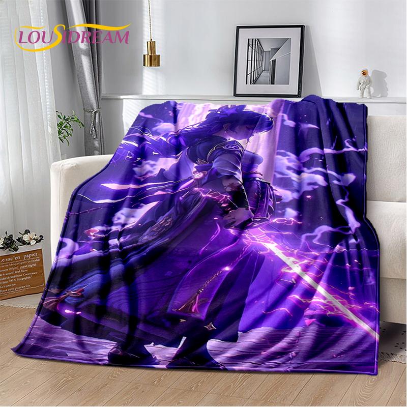 2025 New Cartoon Genshin Impact Character Solo Game Soft Blanket,Soft Throw Blanket for Home Bedroom Bed Sofa Picnic Child Gift