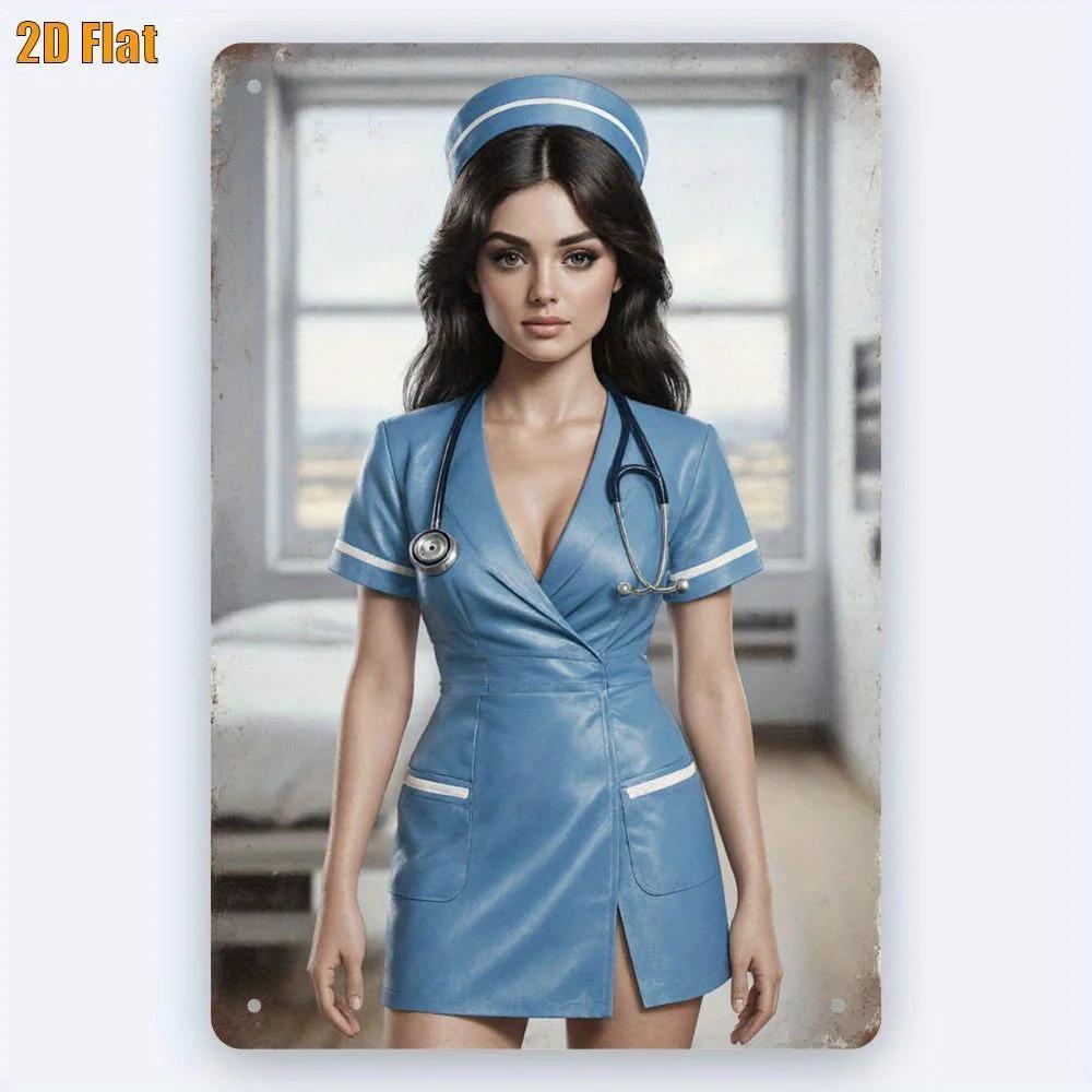 

Nurse Metal Sign Vintage Wall Art Home Decor Rustic Framed Hospital Wall Sign for Men Bar Housewarming Gift 20x30cm