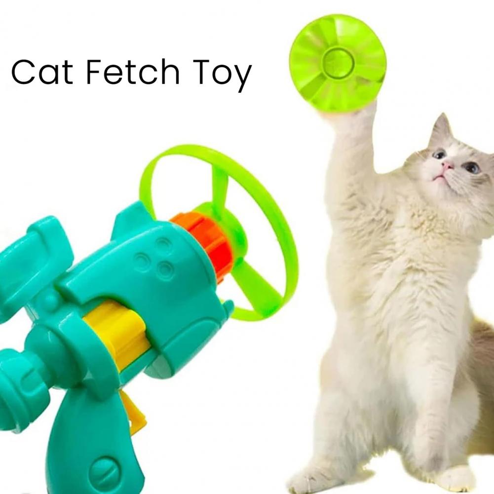 Flying Disc Launcher for Cats Pet Toy Cat Toy Set with Light-up Flying Disc Launcher for Indoor Outdoor Fun for Exercise