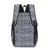 Tredelt ryggsekksett Stor kapasitet Dame Leopardmønstret ryggsekk Student Skolesekk