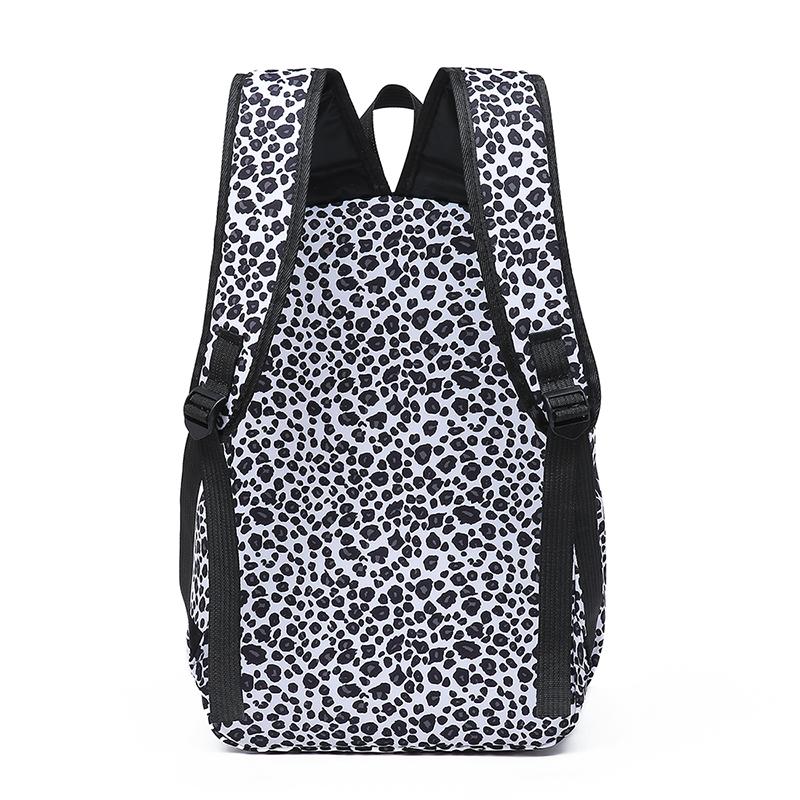 Tredelt ryggsekksett Stor kapasitet Dame Leopardmønstret ryggsekk Student Skolesekk