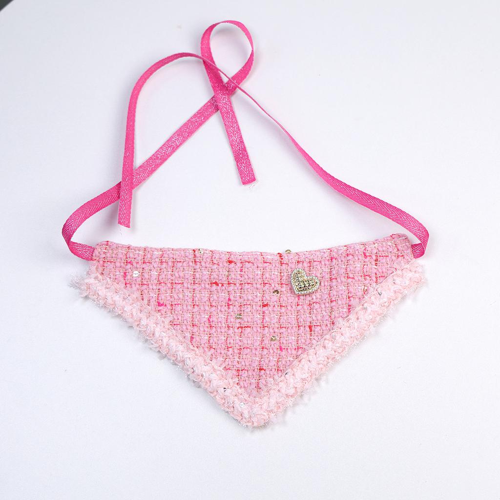 Luxury Tweed Cat Dress Bow Hair Clip + Pearl Necklace + Layer Tulle Skirt Outfit, Elegant Princess Pet Clothes for Dogs Cats