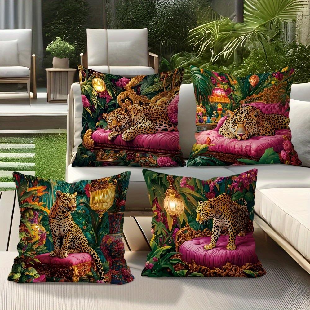 Tinika Chen Unisex Hua Wild Style Leopard Jungle Scene Pillowcasesuitable For Sofa Car Bedroom Decorative Cushion Cover Pillow Cover