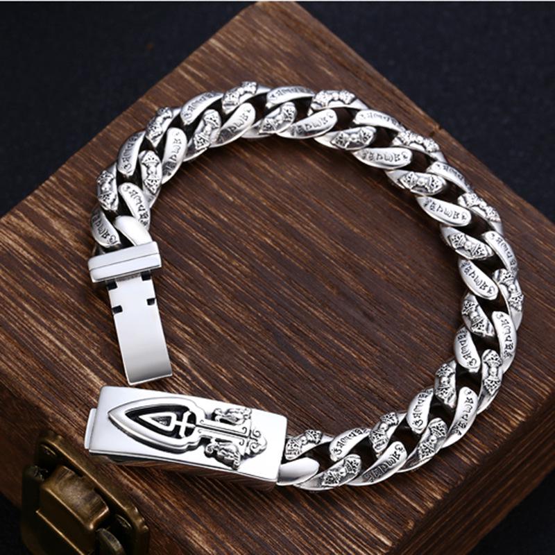 Xiangxu Men's Distressed Keychain Bracelet with Six-Syllable Mantra