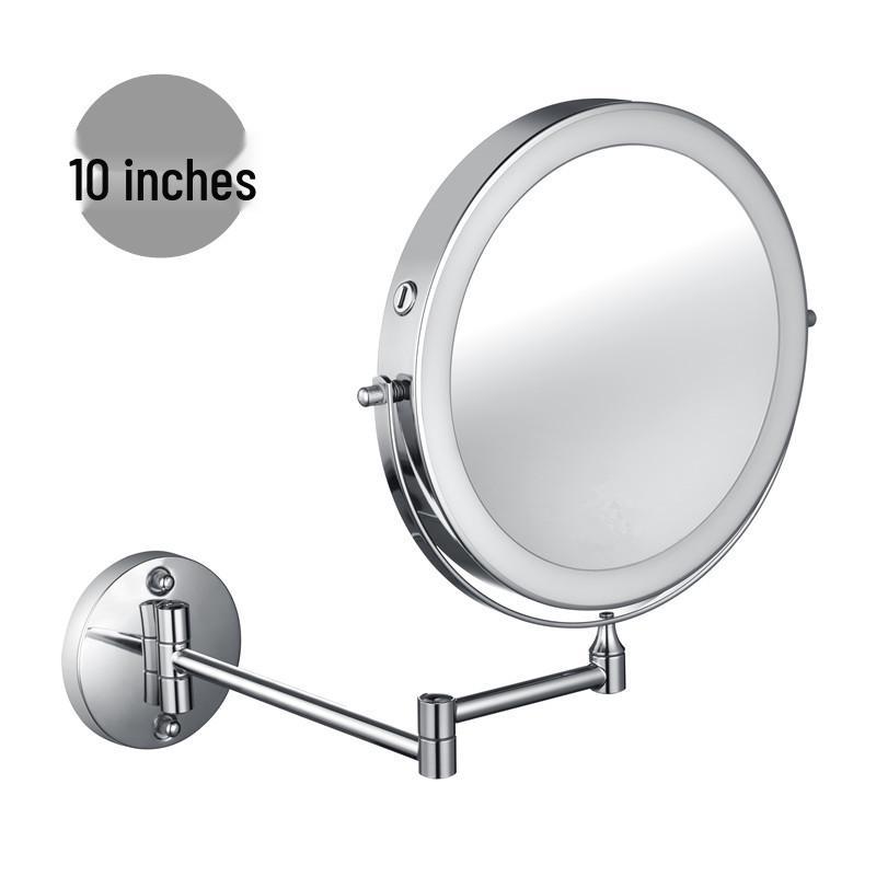 8-Inch Double-Sided LED Makeup Mirror: Wall-Mounted, Folding, Retractable, Lighted, Magnifying, Rechargeable Bathroom Vanity Mirror.