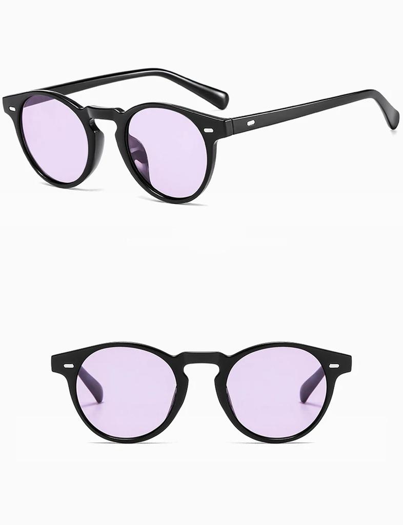 Round Vintage Sunglasses Men Women Brand Designer Rivet Sun Glasses Male Female Fashion Ocean Color Mirror