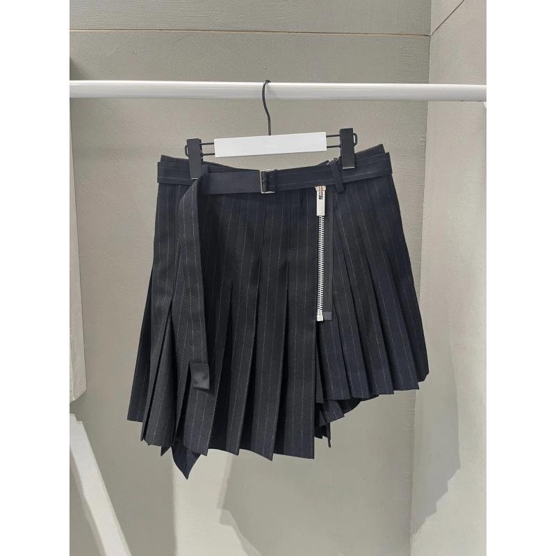 

FOG SACAI 2024 Japanese Style Striped Slimming High-Waisted Skirt, Spring/Summer Yang Zi Style Small чёрный