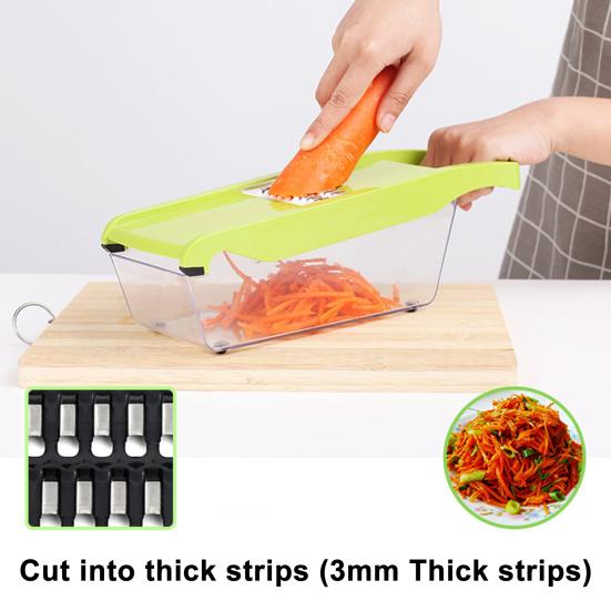 Multi-Function Vegetable Chopper with Hand Guard Manual Julienne & Slicer for Carrots Potatoes Cucumbers Essential Kitchen Tool for Home Cooking
