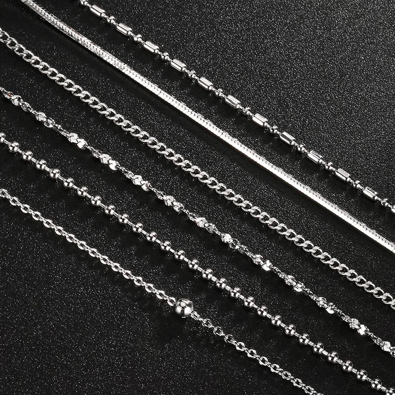 Copper Necklace, Women'S Snake Bone Chain, Side Chain, Gypsy Chain, Round Bead Chain, Long And Short Wave Bead Chain, Goods.