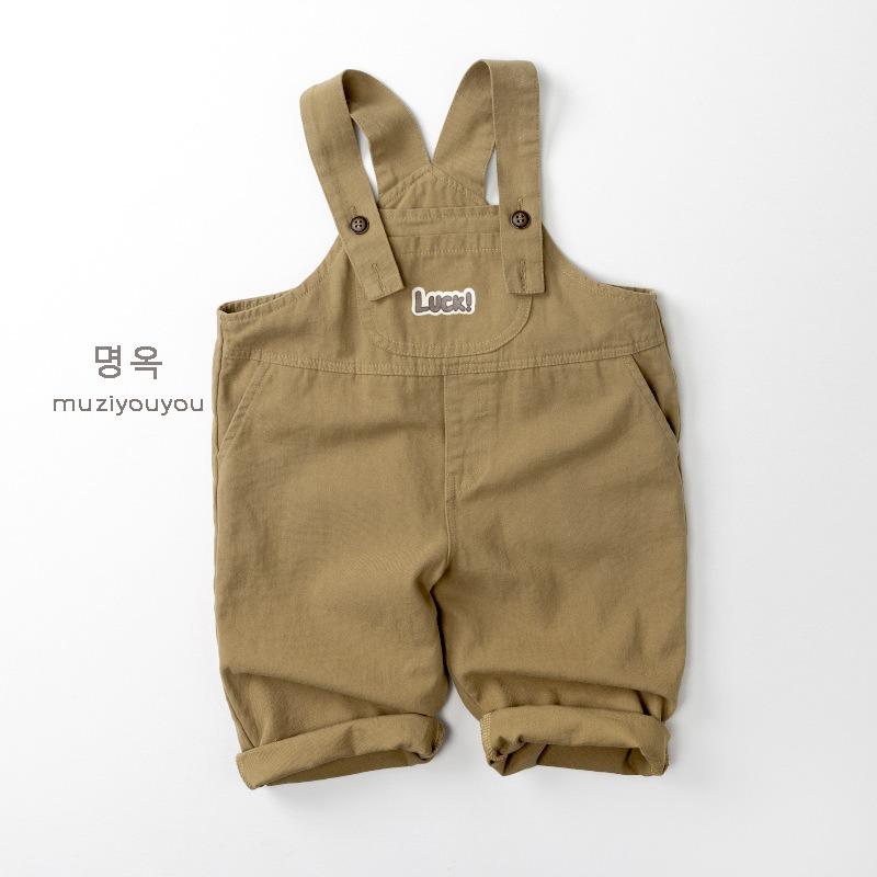 Unisex Kids Korean Style Casual High Waist Suspender Long Overalls Pants