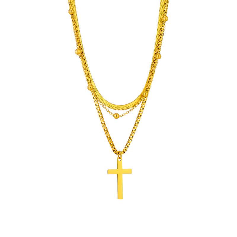 Cross Pendant Women Necklace Multilayer Valentines Jewelry Accessories