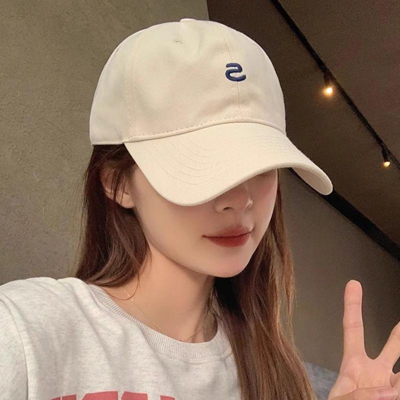 S Letter Embroidery Baseball Caps for Women Solid Color Simple Snapback Hats Lady Girl Outdoor Sunscreen Peaked Hats