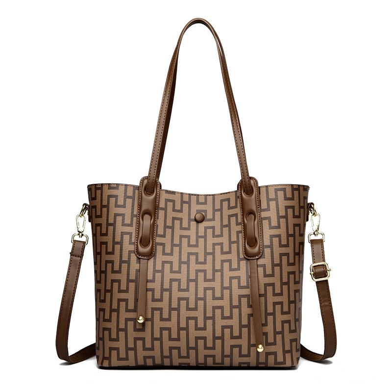 Vintage bedruckte Damen-Tragetasche, neue große Unterarm-Schultertasche, modische Handtasche für Mütter.