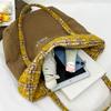 New Autumn Winter Fluffy Tote Crossbody Bag Fashi Plaid Textured Casual Shoulder Bag Large Capacity Casual Simple Storage Bag
