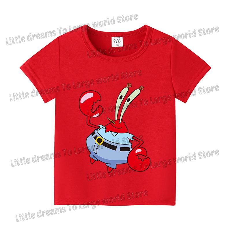 SpongeBobs Cartoon Tshirt for Children Cotton Soft Tee Boys Girls Tops Colorful Clothing Anime Printed Clothes Birthday Gift