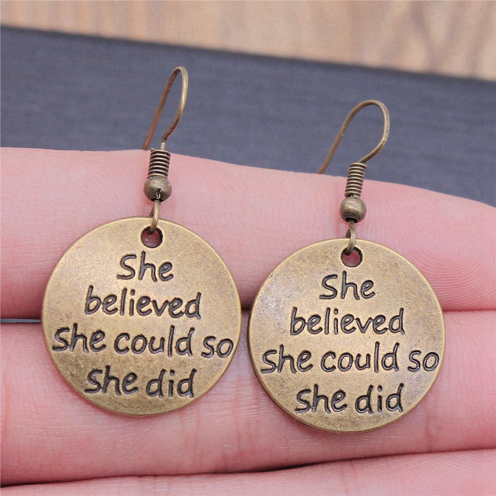 Drop & Dangle Earring OM Peace Tag Chinese Minimalist Jewelry ComponentsEarring Size 18x19mm QE016