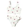 Girls Two Piece Swimsuit Tankini Set with Patterned Crop Top and Matching Bottoms for Swimming and Beach Activities