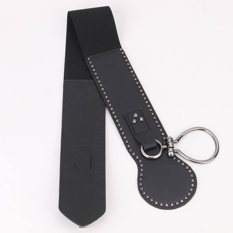 Punk Style Belt Diagonal Span Metal Rivet Decorative Wide Belt Elastic Elastic Waist Seal Diagonal Strap