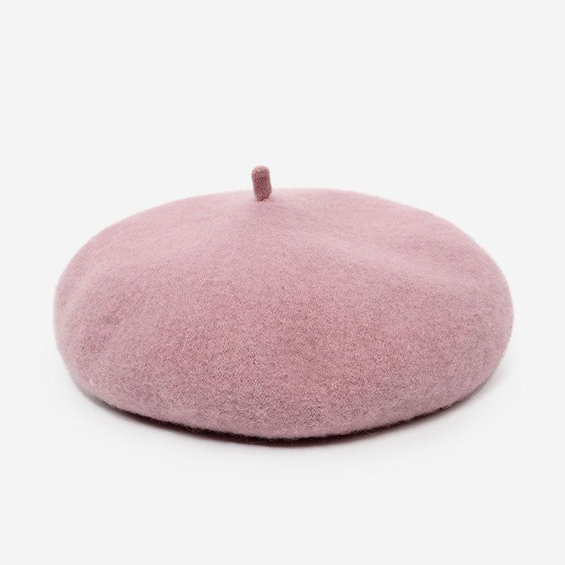 Wool Felt Beret Women British Style Girls Beret Hat Lady Solid Color Winter Hats
