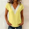 Women's V-Neck Lace Trim Pullover T-Shirt, Short Sleeve Casual Blouse for Daily Wear
